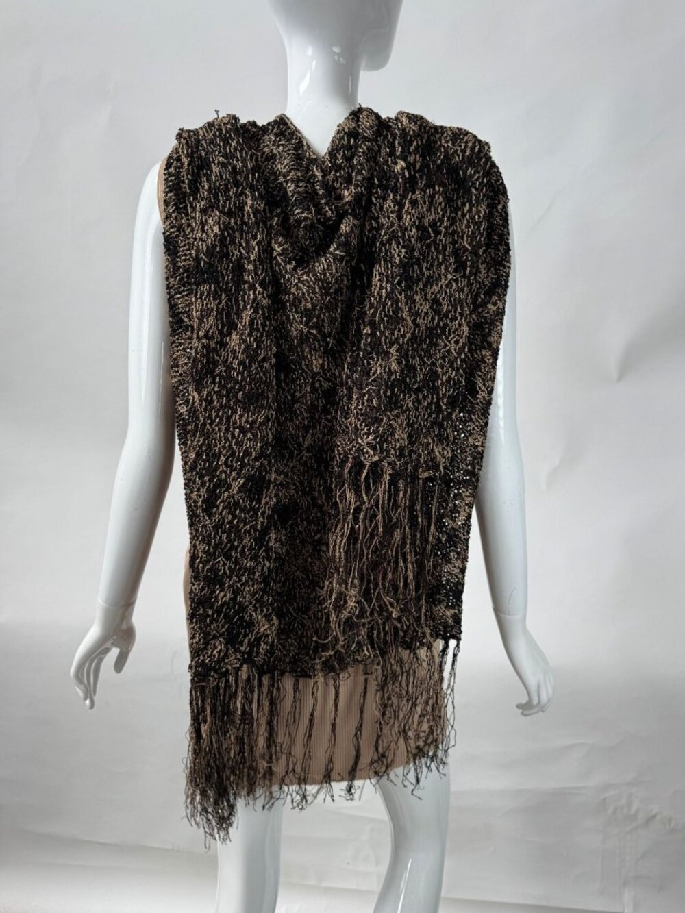 Chicos Southwest Loopy Multicolor Textured Fringe Poncho  100% Rayon